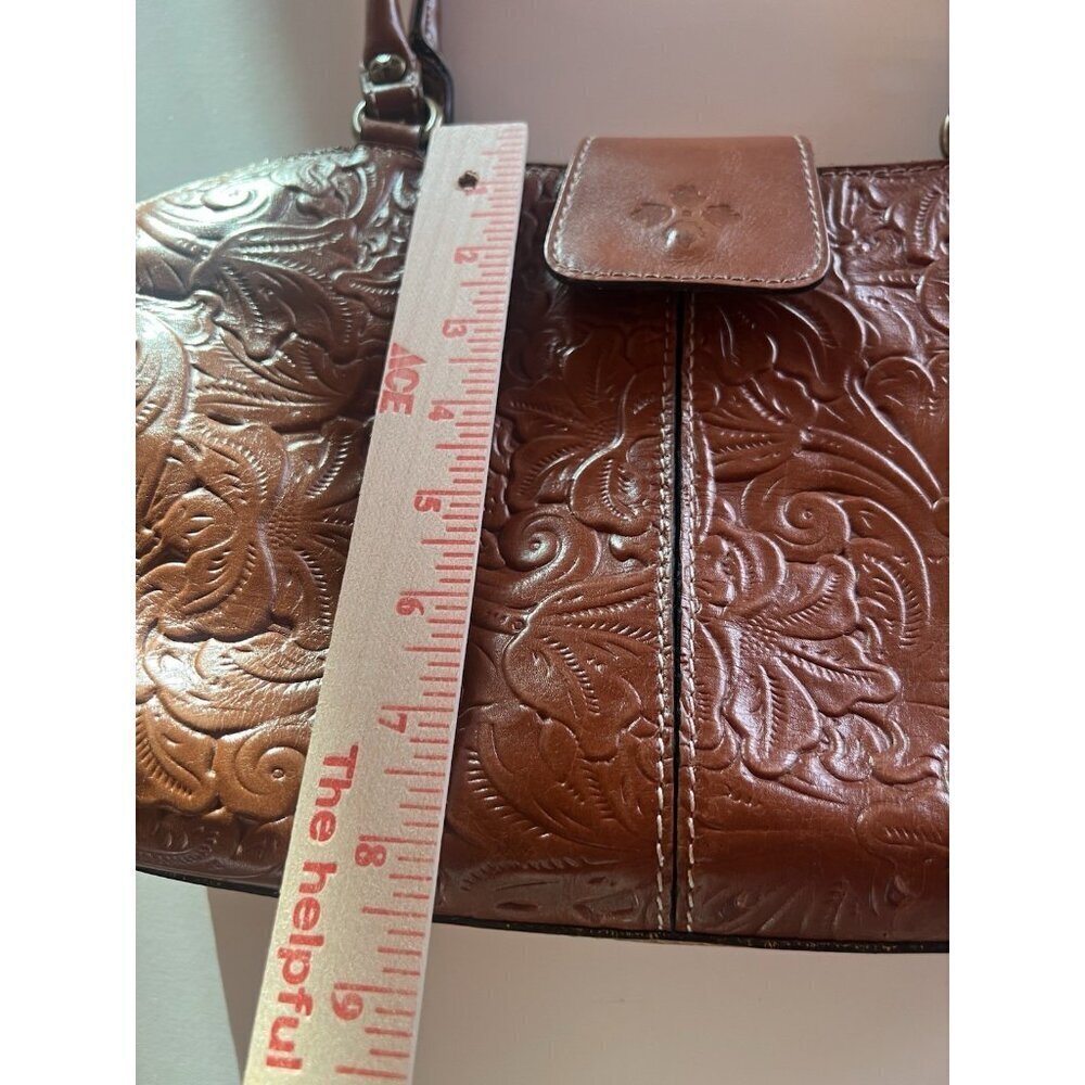 Vintage Patricia Nash embossed floral brown leather shoulder bag designer hippie - Picture 16 of 16